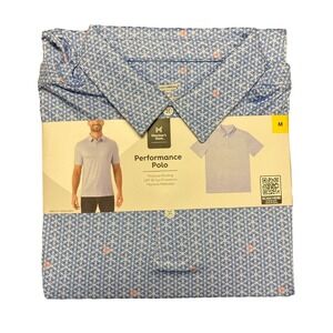 NWT Member's Mark Men's Short Sleeve Performance Polo Pinwheel Pop Blue Large